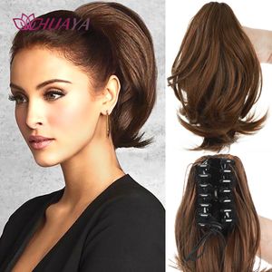 Synthetic Wigs HUAYA Claw Clip tail Hair Short Straight Natural Tail False For Women Horse Black Hairpiece 230630