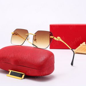 Luxury Gold tiger Holder sunglass designer sunglasses for women Sun Glasses Womens Eyeglasses Eyewear Frameless Mens Sunglasses With Box 2023