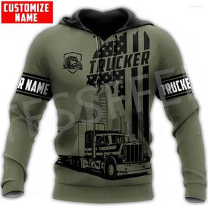 Men's Hoodies Est Custom Name Truck Operator Cosplay Trucker Driver Worker Tattoo Pullover 3DPrint Harajuku Casual Funny Jacket 0X