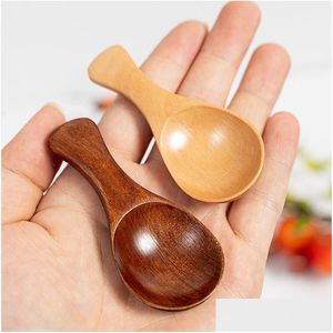 Tea Scoops Small Wooden Kitchen Salt Coffee Sugar Spoons For Spice Connt Jars Home Cooking Accessory Drop Delivery Garden Dining Bar Dh5Gw