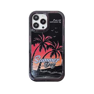 iPhone13Promax 소형 여름 코코넛 비치 애플 폰 케이스 라이트 고급 고급 전기 도금 브래킷에 적합합니다.