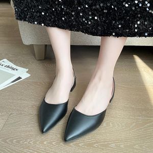 Summer Large Fashion 2024 Sandaler Size Simple Gallow Cut Leather Elastic Band Professional Work Womens High Heel Shoes Single Shoe 48497ozslyy530