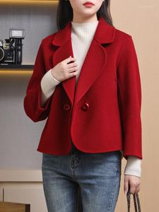 Women's Trench Coats Winter 2023 Double Sided Cashmere Coat Short High Fit Hepburn Style Small Duvet