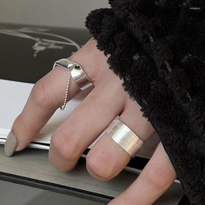 Cluster Rings 925 Sterling Silver Simple Retro Shiing Wide For Women Geométrico Fashion Smiple Open Handmade Allergy Party Jewelry Gift