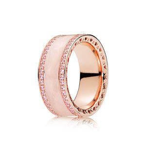 Rose Gold Band Ring for Pink Crystal Diamond Love Rings Designer Jewelry for Women Girlfriend Gift Wedding Party Ring with Original Box Set