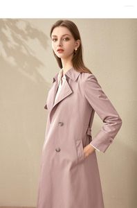 Damen-Trenchcoats, schlichter britischer Stil, zweireihig, Taillenverschluss, Windjacke, mittlerer und langer Mantel für Damen, Herbst, Koreanisch