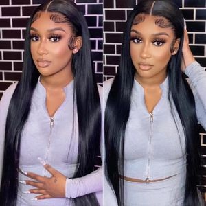 Synthetic Wigs 13x4 13x6 Straight Lace Front HD Transparent Brazilian Human For Women 360 Frontal 4x4 Closure 230629