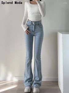 Damenjeans Splend Moda 2023 Frauen Frühlingsmode Junger Stil Einreiher Denim Skinny Flare Hosen Streetwear Chic Slim Zipper