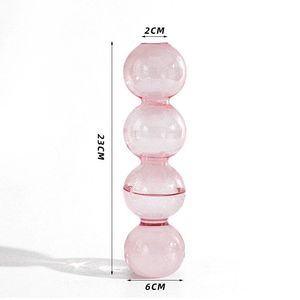 Tende Vaso di vetro rosa Decorazione della casa Decorazione della stanza Portacandele Pianta Composizione floreale idroponica Contenitore Decorazione di nozze