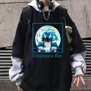 Men's Hoodies Okumura Rin Manga Hoodie Harajuku Anime Blue Exorcist Men Women Unisex Loog Sleeve Sweatshirt