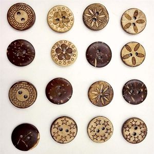 Botões de madeira 18mm Coco 2 furos para caixa de presente artesanal Scrapbook Artesanato Festa Decoração DIY favor Acessórios de costura271b