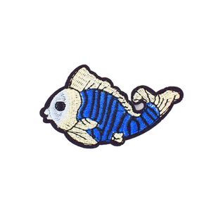 10 pçs faça você mesmo remendos de bordado de peixe azul para roupas infantis remendo de transferência de ferro para tecidos de vestuário distintivos Accessori200z