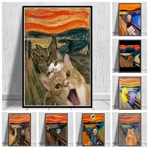 Картина на холсте Fat Cat Menace, плакаты и принты, импрессионисты, призрачный крик, настенная художественная картина для гостиной, Настенный декор, Cuadros W06