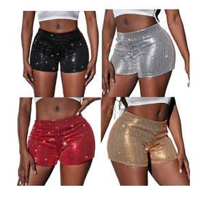 NOVO Designer Shorts de Lantejoulas Verão Feminino Moda Hot Shorts Sólido Cintura Alta Biker Calças Curtas Casual Y2k Streetwear Bottoms Beach Club Wear Roupas por Atacado 9974