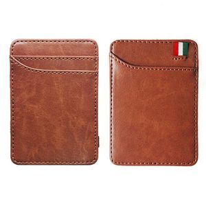 New Fashion Solid Mini Leather Magic Wallet Men Small Money Clips Bank Credit Card Purse ID Cash Holder for Man