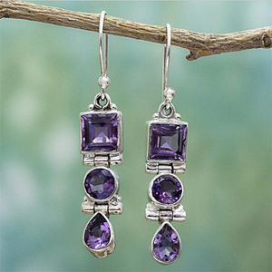 Dangle Earrings Chandelier Exquisecrafted Inlaid Purple Waterdrop Stone Folding Pendant Tempemant Engagement Wedding Party Accessori