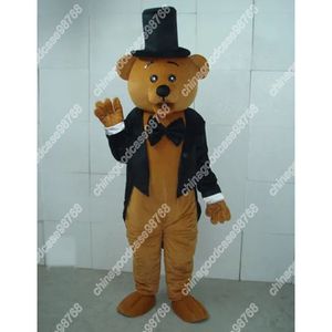 Costume della mascotte dell'orso del gentiluomo del nuovo personaggio adulto Costume della mascotte dell'attrezzatura del vestito da Natale di Halloween