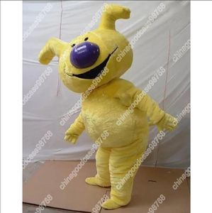 Costume della mascotte del cane giocattolo giallo del nuovo personaggio adulto Costume della mascotte dell'attrezzatura del vestito da Natale di Halloween