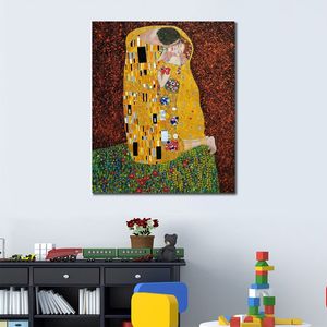 Golden Canvas Art The Kiss Gustav Klimt malowanie ręcznie robione dzieła sztuki luksusowy wystrój hotelu