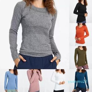 L12 Yoga Womens bär snabbt tekniska damer Sport T Shirts Långärmad outfit Tshirts fukt Wicking Knit Hög elastisk kondition