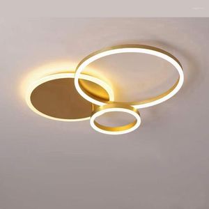 Ceiling Lights Modern Led Flush Mount Light Circular Ring White Brown Gold Close To Fixture For Living Room Bedroom Aisle