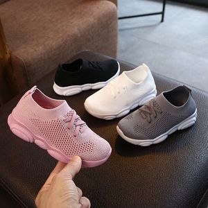 Atletik Açık Bebek Sneakers Moda Çocuk Düz Ayakkabı Bebek Çocuk Kız Erkek Katı Streç Örgü Spor Koşu 230630