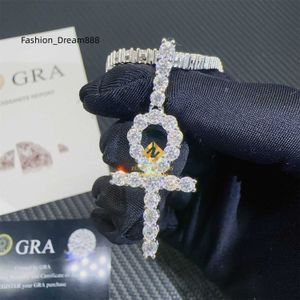 Pass Diamond tester Moissanite Prata 925 Jóias Hip Hop Iced Out VVS Moissanite Pingente de Cruz Conjunto de Colar de Corrente de Tênis