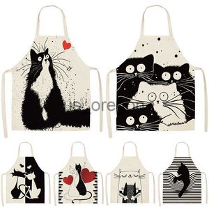 Vases Unique Creative Cartoon Cat Women's Kitchen Apron Waterproof Cooking Oilproof Antifouling Chef Apron Delantal x0630