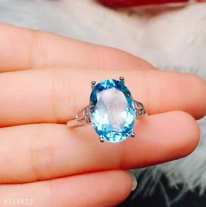 Cluster Rings KJJEAXCMY Fine Jewelry 925 Silver-inlaid Natural Blue Topaz Ring For Women