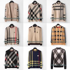 Men Sweaters Round neck thickened sweater Khaki plaid sweater Cardigan Fashion design Men sweater Knitwear woollen sweater pullover sweatshirts Comfy Sweater