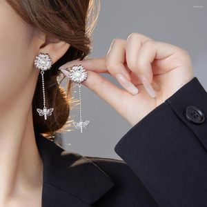 Orecchini pendenti in vero argento sterling 925 margherita fiore libellula goccia eleganti gioielli di perle orecchino ipoallergenico per le donne