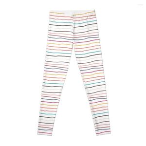 Active Pants Horizontal Multi-colored Stripe Pattern Leggings Training Sports For Women