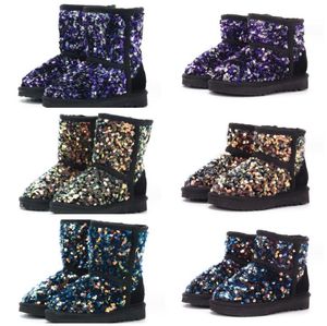 Children's snow boots girls' low tube three-dimensional sequined cotton shoes new winter products warm boots