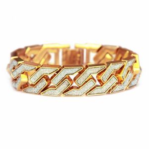 17mm 18K gold silver full zircon Men's bracelet hip-hop rap DJ jewelry bracelet fashion accessories whole1716