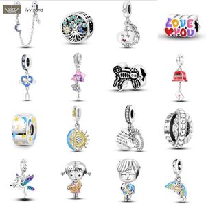 925 Sterling Silver Charms för smycken för kvinnliga pärlor Sun Moon Star River Pendant