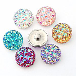 50pcs lot high quality Seven color Round resin ginger snaps Round glass snaps Bracelets fit 18mm snaps buttons jewelry247u