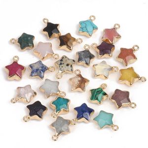 Pendanthalsband 16x13mm Natural Stone Star Shape Amethyst Opal Agate Crystal Quartz Charm Women Jewelry For DIY Earring Necklace 1pcs