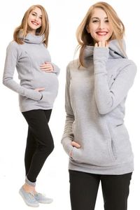 Maternity Tops Tees Breastfeeding Clothes Pregnant's Women's Hooded Sweater Nursing Maternity's Solid Color Long Sleeves Sweatshirt Accessories 230928