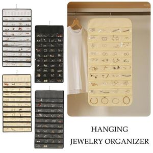 Aufbewahrungsboxen Hängende Schmuck-Organizer-Rolle Doppelseitige Reise für Ohrringe Halsketten Ringe U7E7