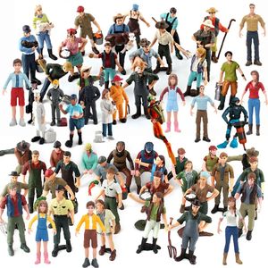 Action Toy -figurer realistiska olika statyer av jordbrukare ryttare arbetare dyker figur dekor collector playset pedagogiska barn leksaker 230928