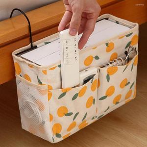 Storage Boxes Useful Bedside Hanging Organizer Breathable Space Saving 2 Colors Orange Pattern