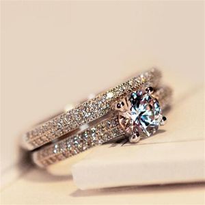 925 Sterling Silver Rings New High Qulity White Gold Plated 1 5CT Swiss Diamond Rings For Women Luxury Wedding Jewelry shippi287q