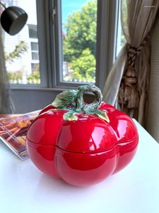 Plates Tomato Everything Lucky Persimmon Storage Jar House Decoration Light Luxury Minority Sense Home Ornament Gadget