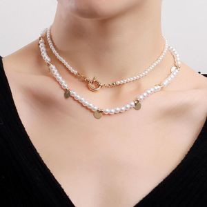 Choker Bohemian Imitation Pearl Beaded Necklace For Women Versatile Handmade Double Layer Jewelry Accessories Gift