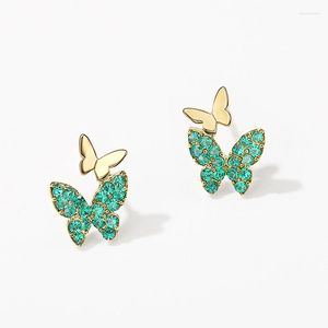 Stud Earrings Huitan Small Fresh Girl Butterfly Ear Piercing Gold Plated Fashion Versatile Women's Daily Wear Modern Jewelry