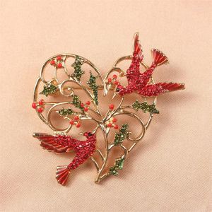 Spille squisite e cuore vintage classiche e cuore per donne unisex beauty smalto di rinestone dei fiori uccelli volanti pin