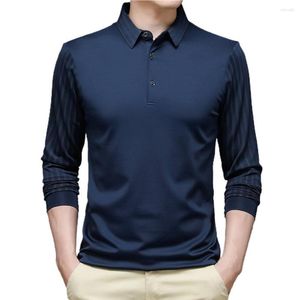 Camisas de vestido masculinas homens moda manga longa sólida casual polo primavera outono solto streetwear roupas masculinas lapela negócios escritório topos