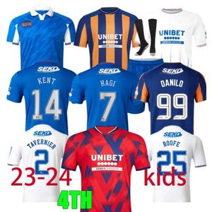 23 24 Rangers Soccer Jerseys 2023 2024 Away Glasgow Colak Roofe Lundstram Hagi Barker Morelos Tavernier Tillman FC Shirt Men Kids Kids Boyjfootbalr L