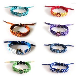 Braccialetti con ciondoli Gioco Genshin Impact Visione Acqua Vento Fuoco Tuono Erba Roccia Elementi Bracciale a maglia Anime Oggetti di scena Cosplay Gioielli