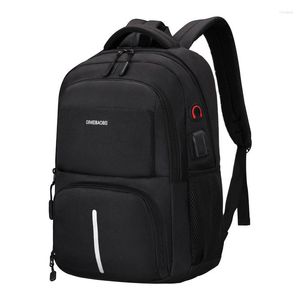 Backpack Men Oxford Black 15.6 Inch Laptop USB Charging College Student Back Pack